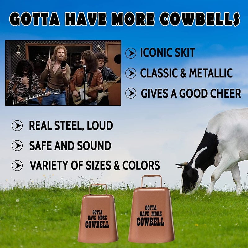 Bevin Bells Gotta Have More COWBELL (Large) Kentucky Cow Bell with Copper Color, Made from Steel, Loud Noise Makers with Handle, Cheer on or Wake up your Teenager, Made in CT, USA - Image 3